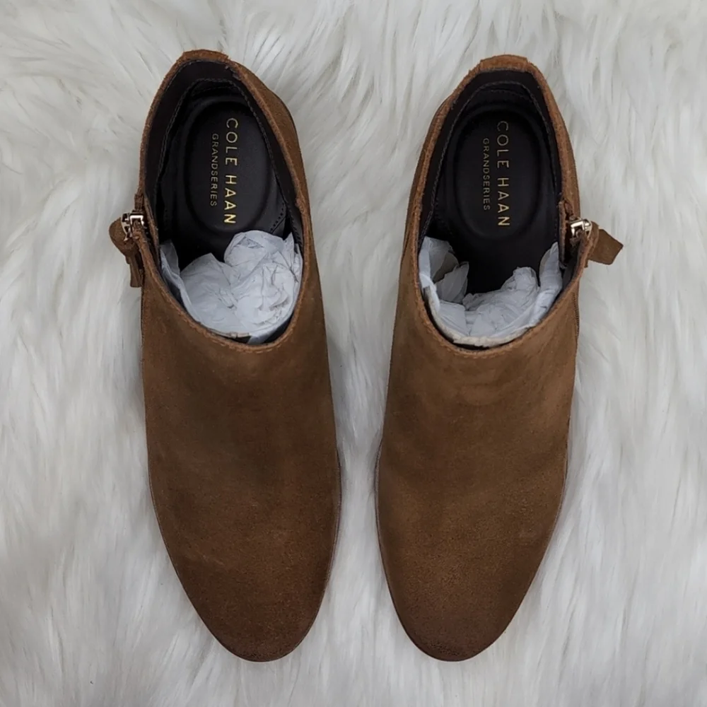 Cole Haan Gracy Bootie (45 mm) Earthen Agora Burnished Suede Boots